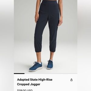 NWTO lululemon Adapted State HR Cropped Jogger. Size 8